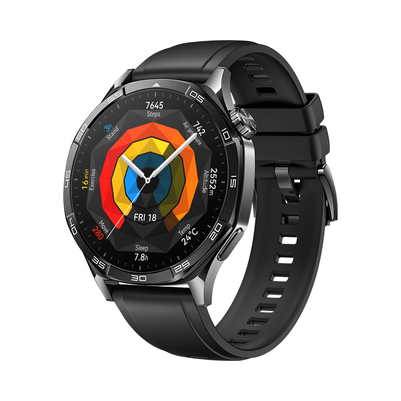 Huawei HUAWEI WATCH GT 5 46mm Tarnish Stainless Steel con Correa Negra Fluoroelastómero